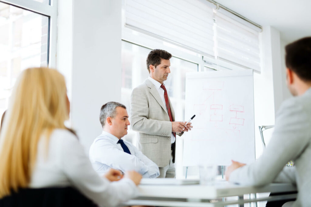 Financial advisor presenting to clients